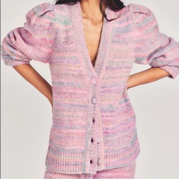Love Shack Fancy - Wilford Boyfriend Cardigan in Pink Cloud - Picture 11 of 14